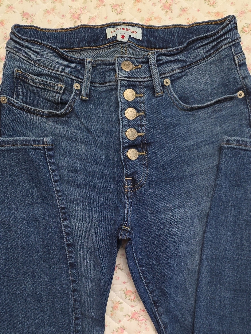 Lucky Brand Indigo High-Rise Button-Fly Jeans